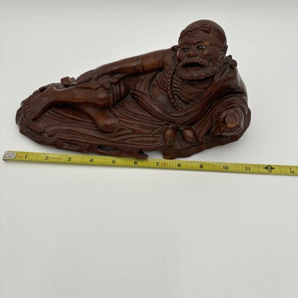 19th‎ Century Chinese Root Art Carving Of Oni Buddha 11" Hardwood - Picture 6 of 11
